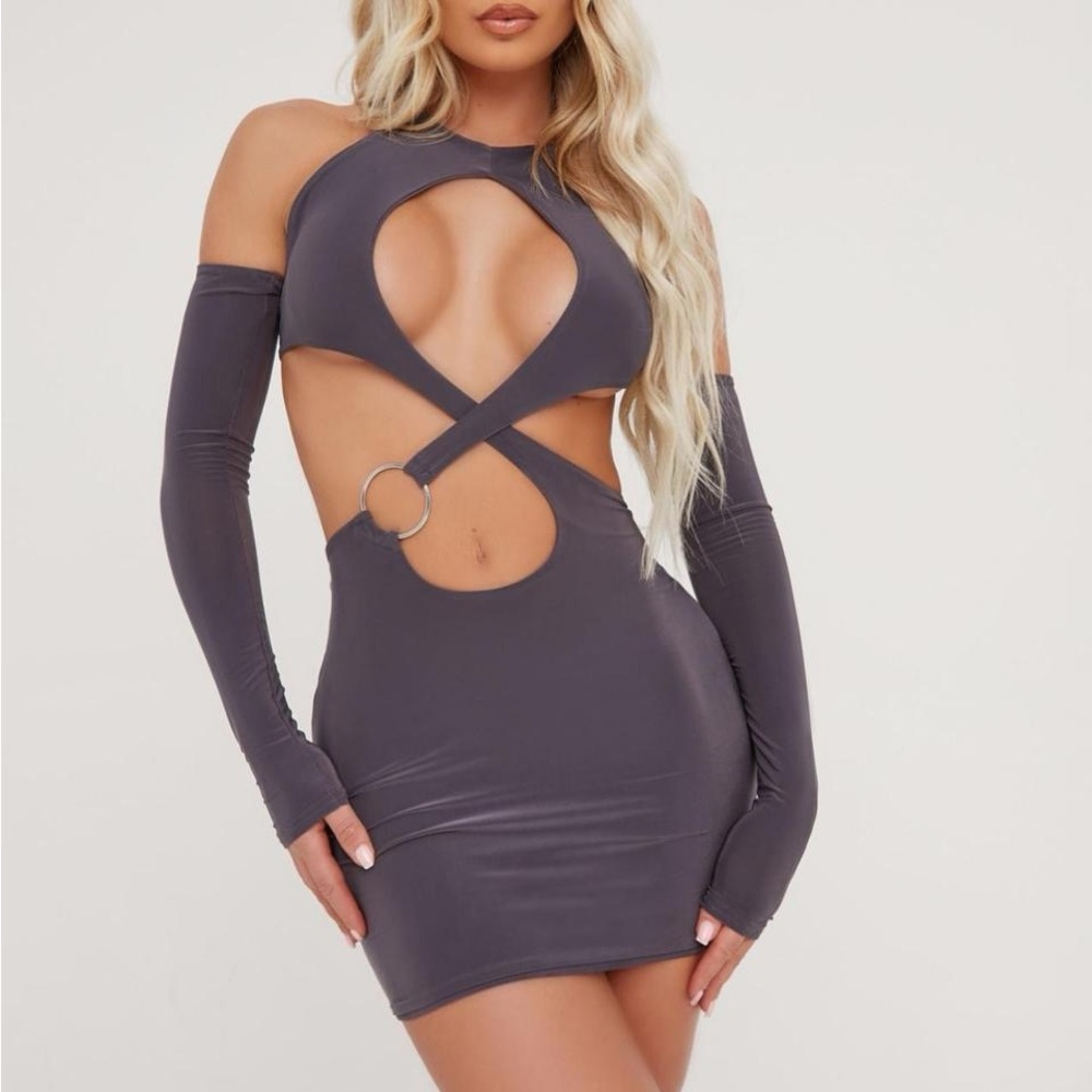 Cut-Out Gray Dress